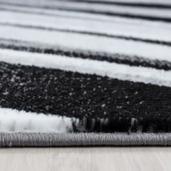 Parma Kortluvet Tæppeløber Abstrakt Bølge - Sort