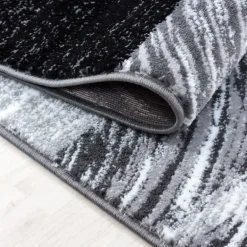 Parma Kortluvet Tæppeløber Abstrakt Ternet - Sort