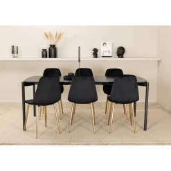 Pelle e Spisebordssæt - Sort og Messing