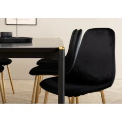 Pelle e Spisebordssæt - Sort og Messing