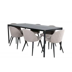 Pelle t Spisebordssæt - Beige og Sort