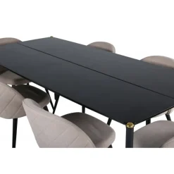 Pelle t Spisebordssæt - Beige og Sort