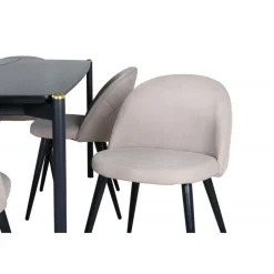 Pelle t Spisebordssæt - Beige og Sort