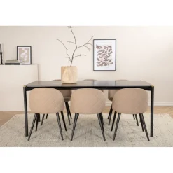 Pelle t Spisebordssæt - Beige og Sort