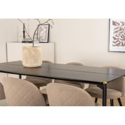 Pelle t Spisebordssæt - Beige og Sort