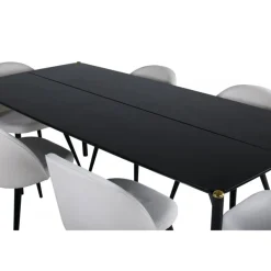 Pelle t Spisebordssæt - Beige og Sort