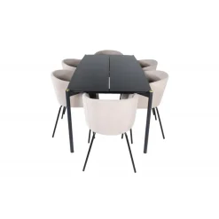 Pelle t Spisebordssæt - Beige og Sort