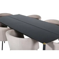 Pelle t Spisebordssæt - Beige og Sort