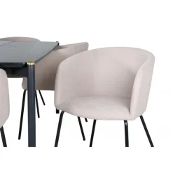 Pelle t Spisebordssæt - Beige og Sort