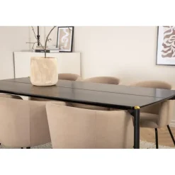 Pelle t Spisebordssæt - Beige og Sort