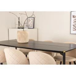 Pelle t Spisebordssæt - Beige og Sort