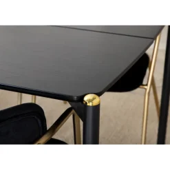 Pelle t Spisebordssæt - Sort og Messing