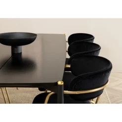 Pelle t Spisebordssæt - Sort og Messing