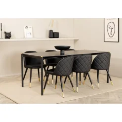 Pelle t Spisebordssæt - Sort og Messing