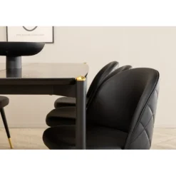 Pelle t Spisebordssæt - Sort og Messing