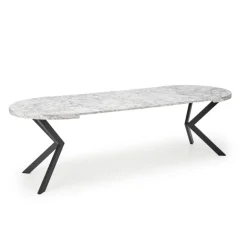 PERONI Spisebord med udtræk, Hvid marmor / Sort