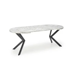 PERONI Spisebord med udtræk, Hvid marmor / Sort