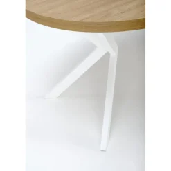 PERONI Spisebord med udtræk, guldegetræ / Hvid