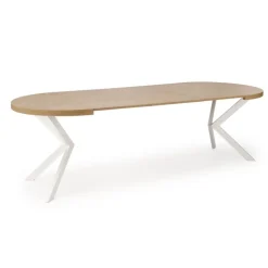 PERONI Spisebord med udtræk, guldegetræ / Hvid