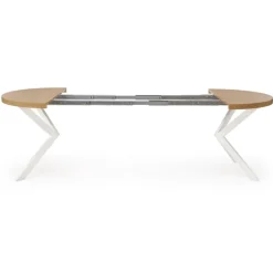 PERONI Spisebord med udtræk, guldegetræ / Hvid