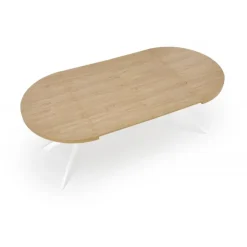 PERONI Spisebord med udtræk, guldegetræ / Hvid