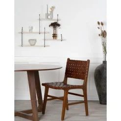 Perugia Spisebordsstol - Perugia Spisebordsstol i teak med brunt læder