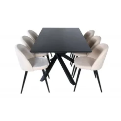 Piazza Spisebordssæt - Beige og Sort