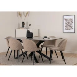 Piazza Spisebordssæt - Beige og Sort og Grå