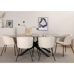 Piazza Spisebordssæt - Beige og Sort og Grå