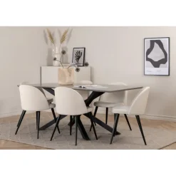 Piazza t Spisebordssæt - Beige og Sort og Grå