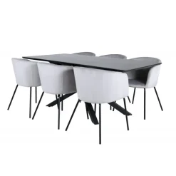 Piazza t Spisebordssæt - Sort og Lysegrå
