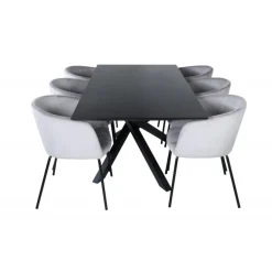 Piazza t Spisebordssæt - Sort og Lysegrå
