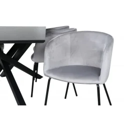 Piazza t Spisebordssæt - Sort og Lysegrå