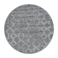 Pisa Rund Shaggy tæppe Geometrisk - Grå