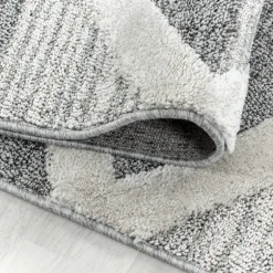 Pisa Rund Shaggy tæppe Geometrisk - Grå