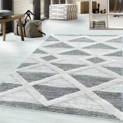 Pisa Shaggy tæppe Geometrisk - Grå