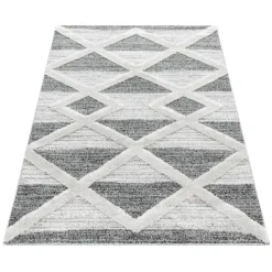 Pisa Shaggy tæppe Geometrisk - Grå