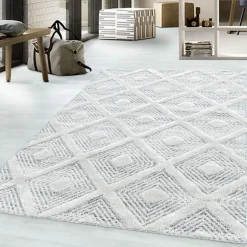 Pisa Shaggy Tæppeløber Geometrisk - Grå