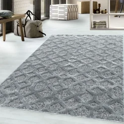 Pisa Shaggy Tæppeløber Geometrisk - Grå