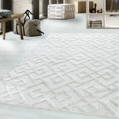 Pisa Shaggy Tæppeløber Geometrisk - Creme