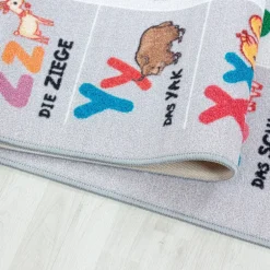 Play Børnetæppe Alfabet - bogstaver - tal - dyr - Grå