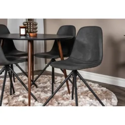 Plaza Rund Spisestuesæt - Sort og Natur