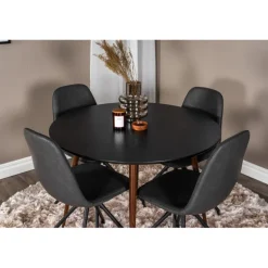 Plaza Rund Spisestuesæt - Sort og Natur