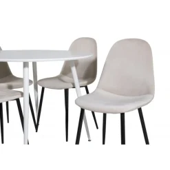 Plaza Rundt Spisebordssæt - Beige, Sort og Hvid