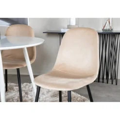 Plaza Rundt Spisebordssæt - Beige, Sort og Hvid