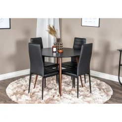 Plaza Rundt Spisebordssæt - Sort og Natur