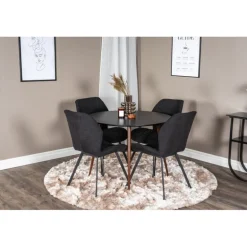 Plaza Rundt Spisebordssæt - Sort og Natur