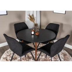 Plaza Rundt Spisebordssæt - Sort og Natur