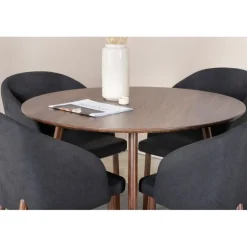 Plaza Rundt Spisebordssæt - Sort og Natur