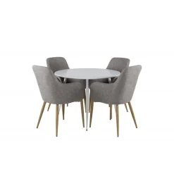 Plaza Rundt Spisebordssæt - Lysegrå, Natur og Hvid